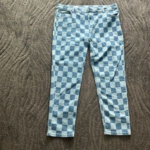 Checkered print jeans